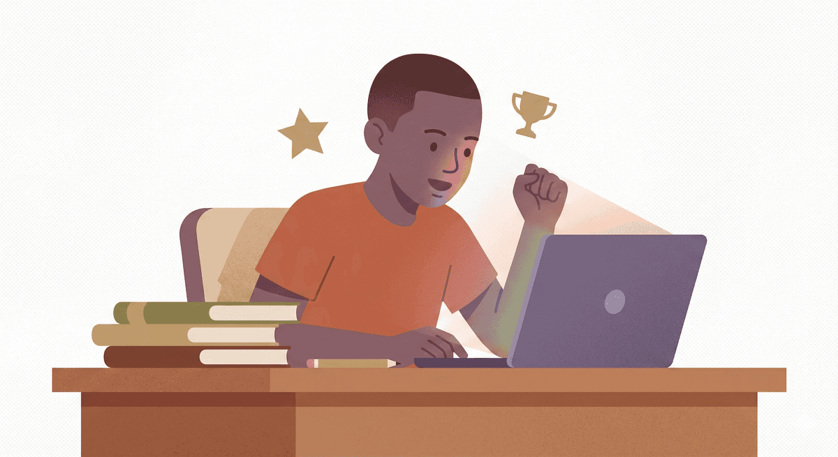 Student learning independently on dashboard